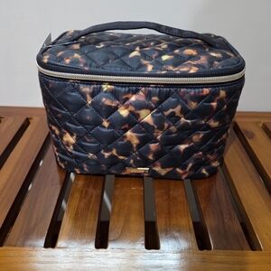 Conair Quilted Black and Brown Cosmetic Bag NEW